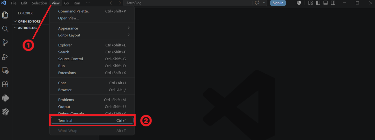 VSCode 터미널 열기